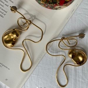 Abstract Gold Hand Made Picasso Inspired Earrings